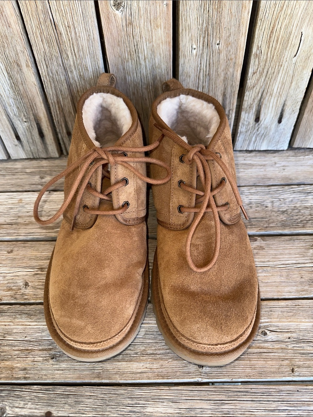 UGG Neumel Suede Lace-Up Boots in Brown - Cozy Fleece Lining